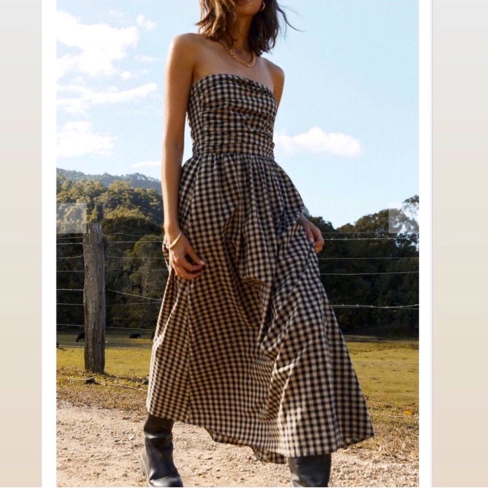 (ISO) DISSH Gingham Dress, Color: Elm Beige